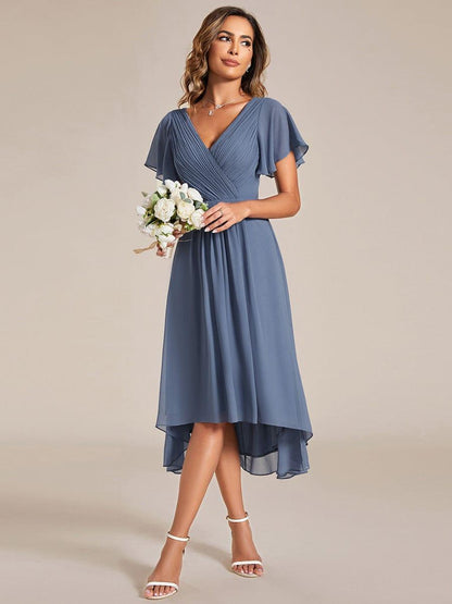 ever FAYE|Plus Size Pleated Midi Ruffles Sleeve Chiffon Bridesmaid Dress
