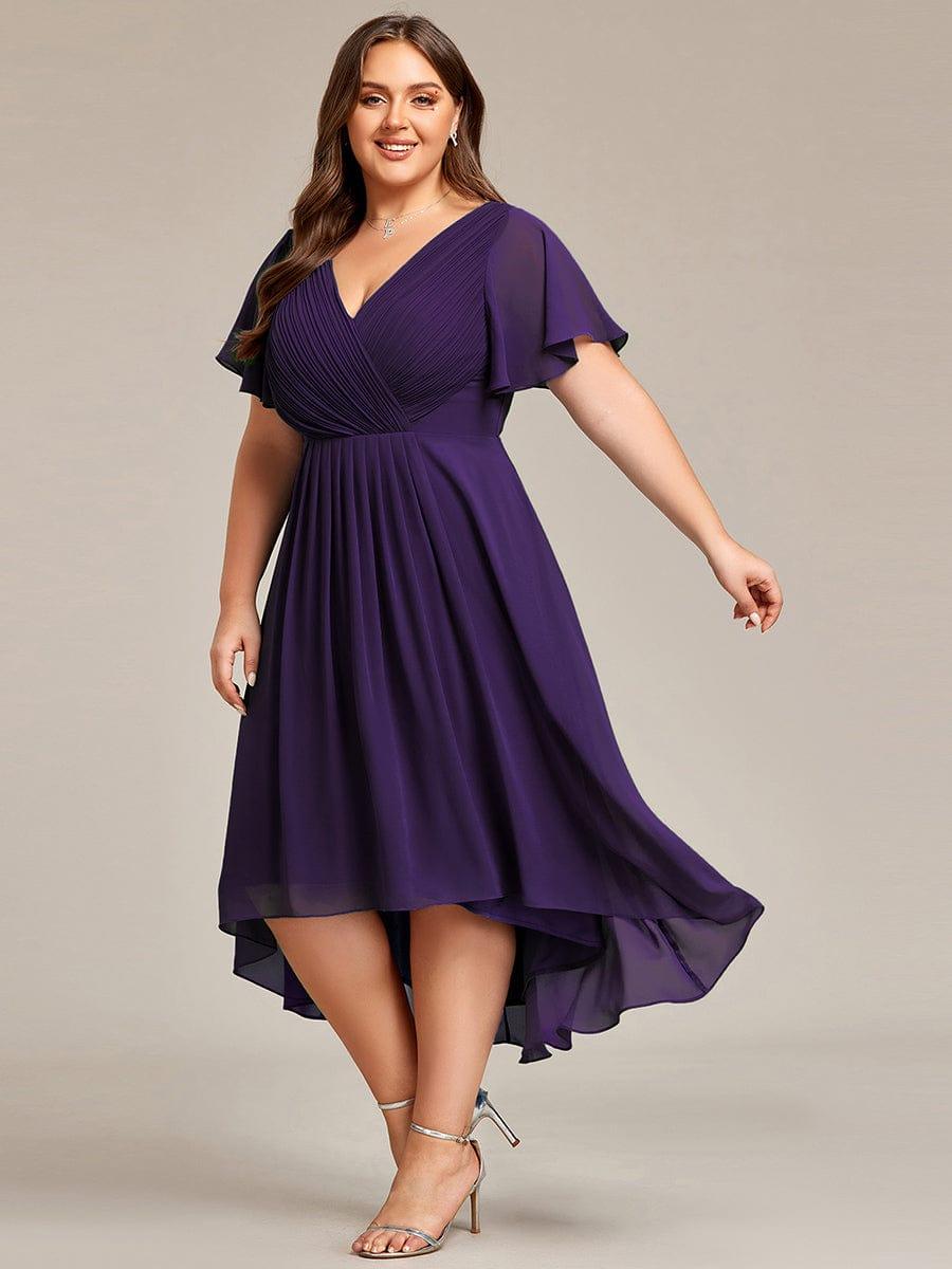 ever FAYE|Plus Size Pleated Midi Ruffles Sleeve Chiffon Bridesmaid Dress