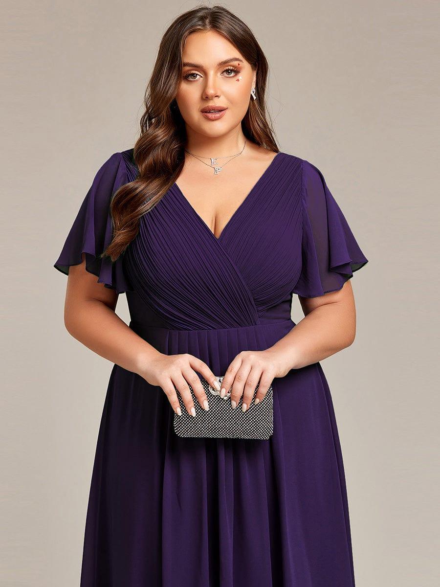 ever FAYE|Plus Size Pleated Midi Ruffles Sleeve Chiffon Bridesmaid Dress