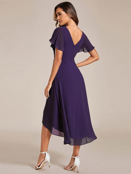ever FAYE|Plus Size Pleated Midi Ruffles Sleeve Chiffon Bridesmaid Dress