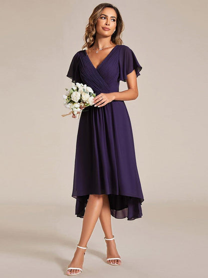ever FAYE|Plus Size Pleated Midi Ruffles Sleeve Chiffon Bridesmaid Dress