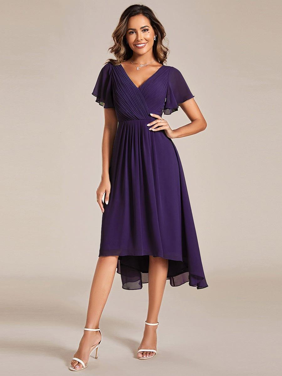 ever FAYE|Plus Size Pleated Midi Ruffles Sleeve Chiffon Bridesmaid Dress