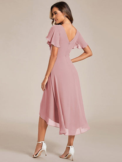 ever FAYE|Plus Size Pleated Midi Ruffles Sleeve Chiffon Bridesmaid Dress