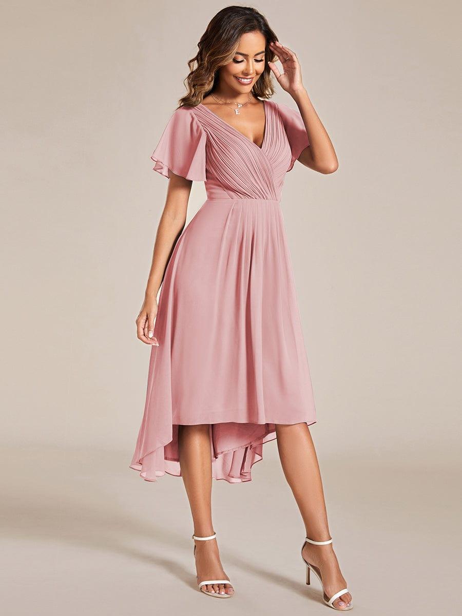 ever FAYE|Plus Size Pleated Midi Ruffles Sleeve Chiffon Bridesmaid Dress