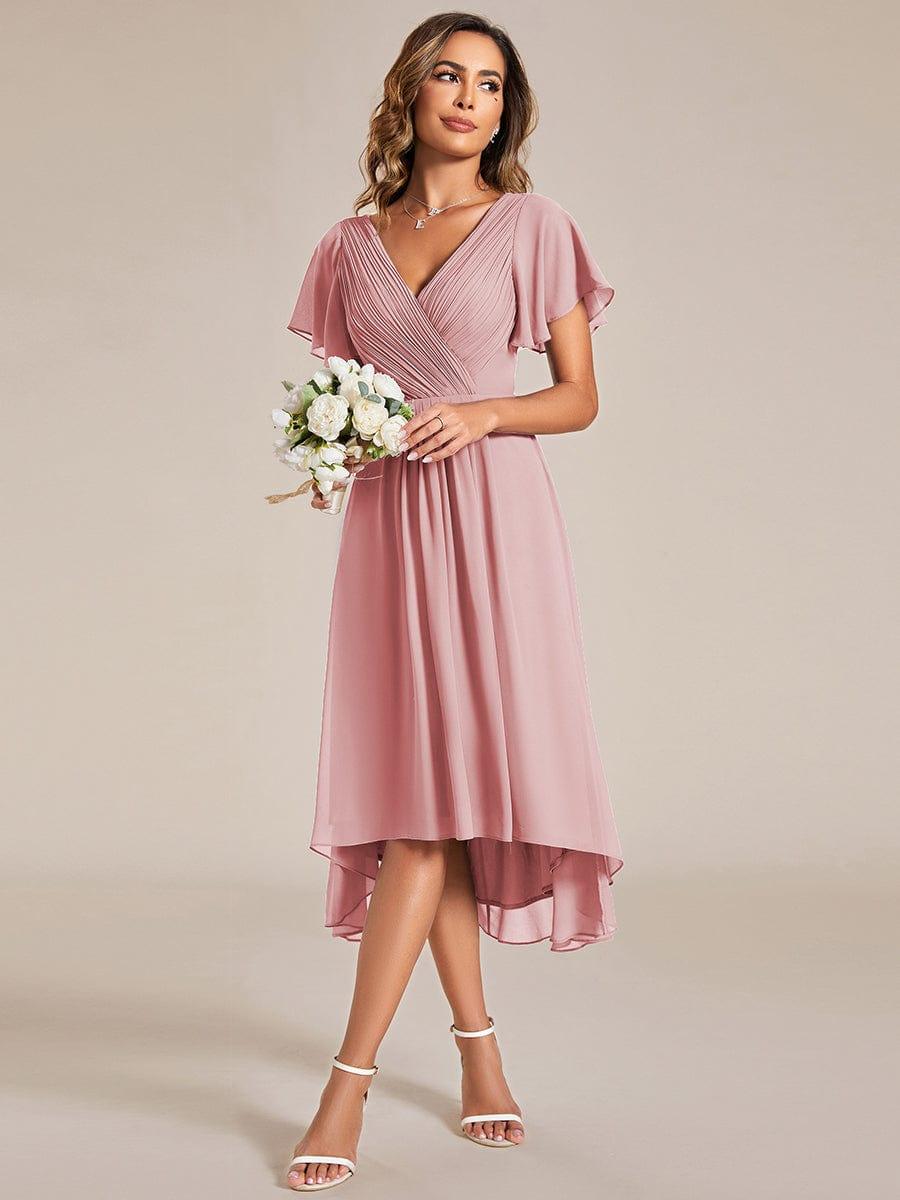 ever FAYE|Plus Size Pleated Midi Ruffles Sleeve Chiffon Bridesmaid Dress