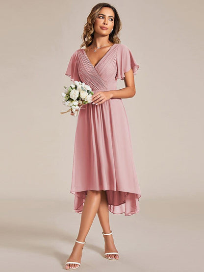 ever FAYE|Plus Size Pleated Midi Ruffles Sleeve Chiffon Bridesmaid Dress