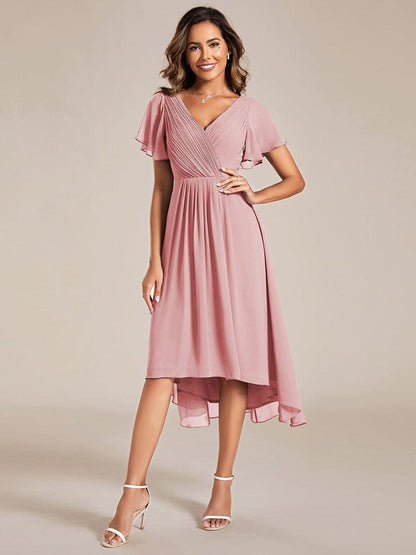 ever FAYE|Plus Size V-Neck Pleated Chiffon Midi Wedding Guest Dress
