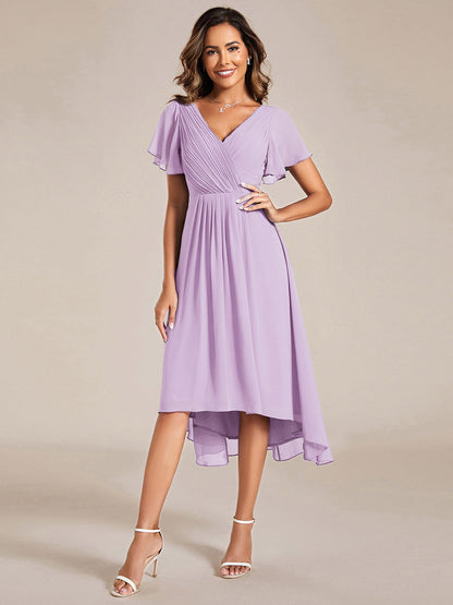 ever FAYE|Plus Size V-Neck Pleated Chiffon Midi Wedding Guest Dress