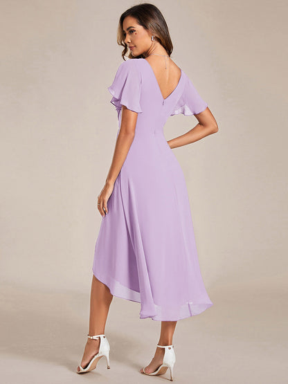 ever FAYE|Plus Size V-Neck Pleated Chiffon Midi Wedding Guest Dress