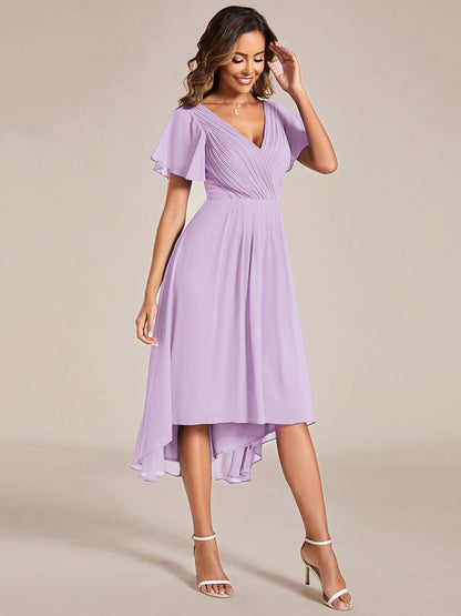 ever FAYE|Plus Size V-Neck Pleated Chiffon Midi Wedding Guest Dress