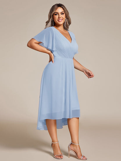 ever FAYE|Plus Size Pleated Midi Ruffles Sleeve Chiffon Bridesmaid Dress