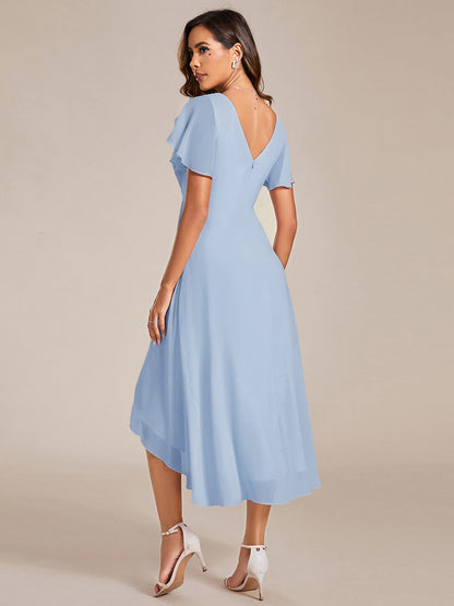 ever FAYE|Plus Size Pleated Midi Ruffles Sleeve Chiffon Bridesmaid Dress