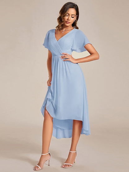 ever FAYE|Plus Size V-Neck Pleated Chiffon Midi Wedding Guest Dress