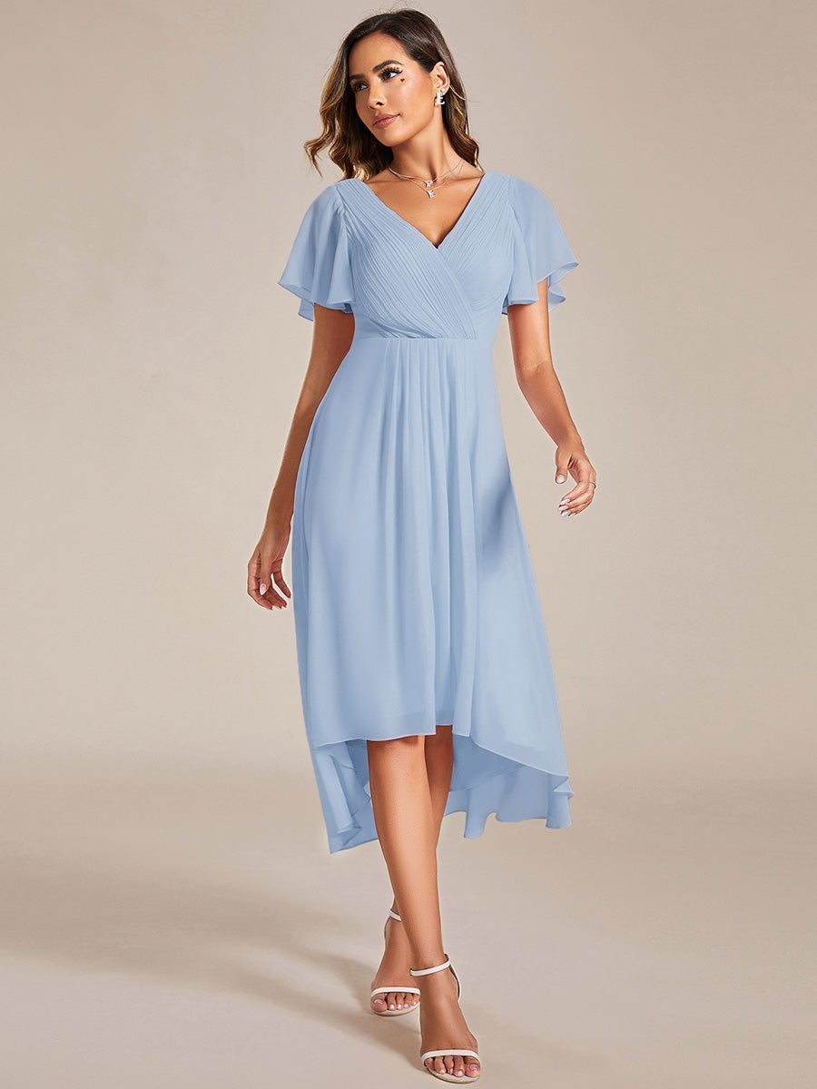 ever FAYE|Plus Size Pleated Midi Ruffles Sleeve Chiffon Bridesmaid Dress