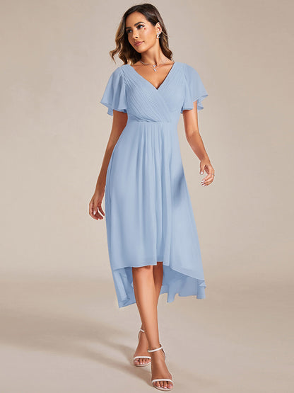 ever FAYE|Plus Size Pleated Midi Ruffles Sleeve Chiffon Bridesmaid Dress