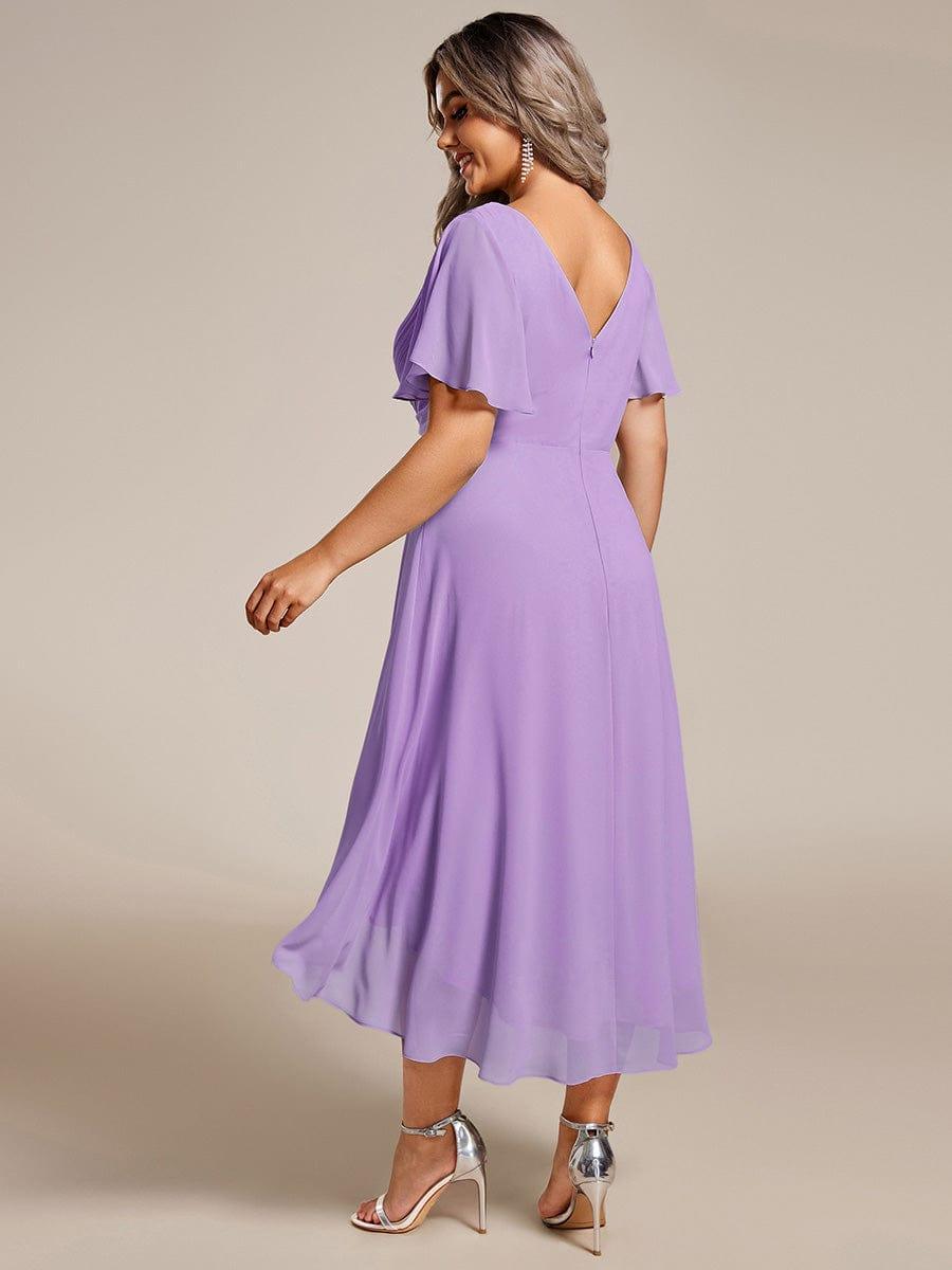 ever FAYE|Plus Size Pleated Midi Ruffles Sleeve Chiffon Bridesmaid Dress