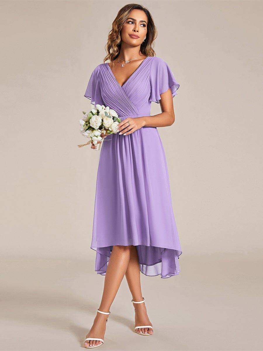 ever FAYE|Plus Size Pleated Midi Ruffles Sleeve Chiffon Bridesmaid Dress