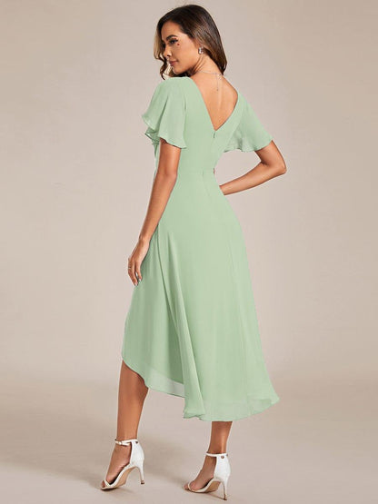 ever FAYE|Plus Size Pleated Midi Ruffles Sleeve Chiffon Bridesmaid Dress