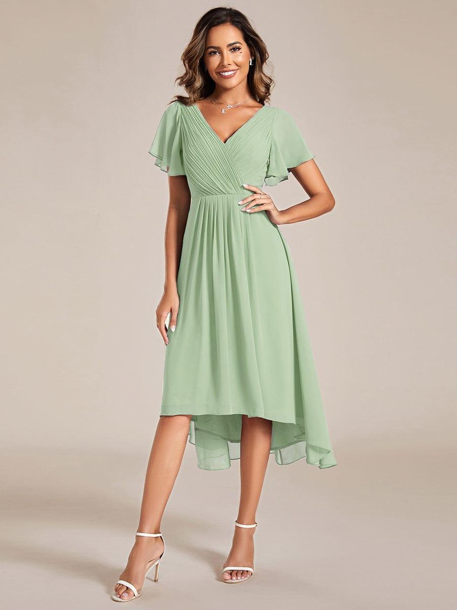 ever FAYE|Plus Size Pleated Midi Ruffles Sleeve Chiffon Bridesmaid Dress