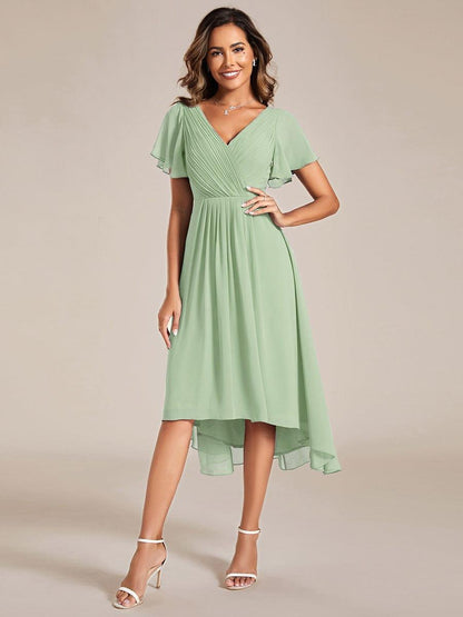 ever FAYE|Plus Size Pleated Midi Ruffles Sleeve Chiffon Bridesmaid Dress