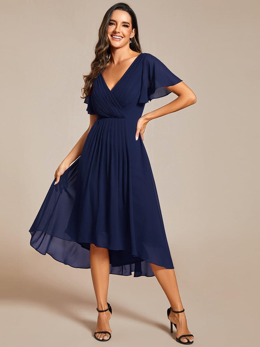 ever FAYE|Plus Size Pleated Midi Ruffles Sleeve Chiffon Bridesmaid Dress