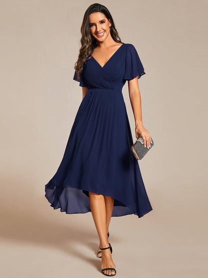 ever FAYE|Plus Size Pleated Midi Ruffles Sleeve Chiffon Bridesmaid Dress