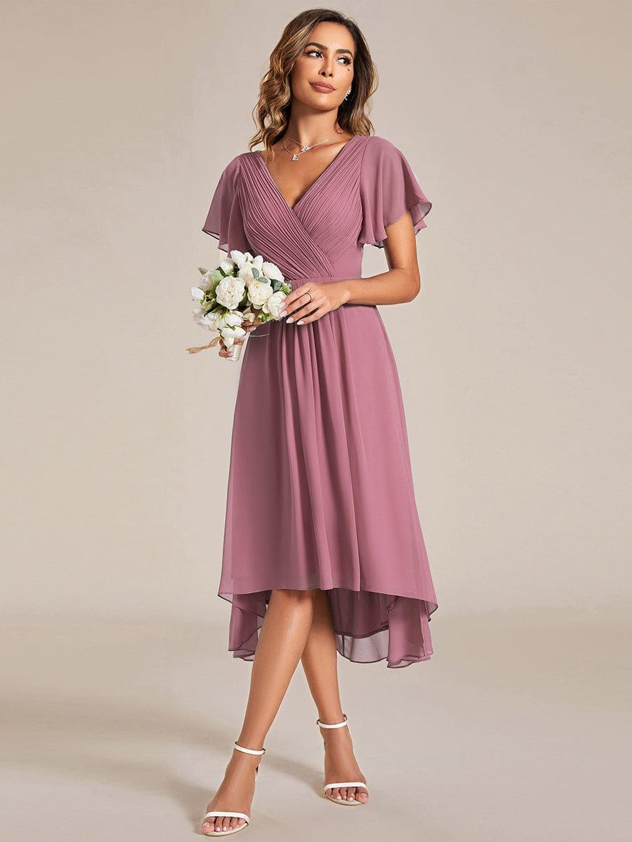 ever FAYE|Plus Size Pleated Midi Ruffles Sleeve Chiffon Bridesmaid Dress
