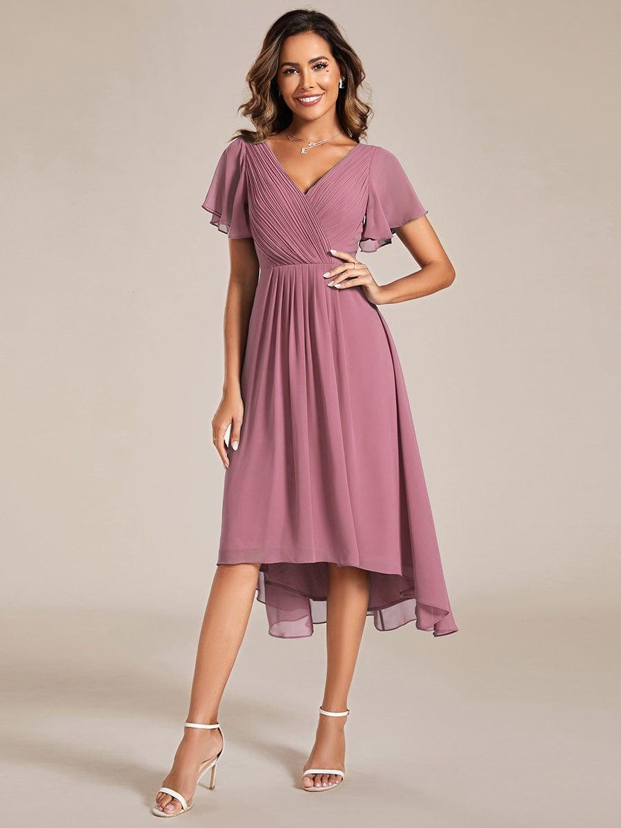 ever FAYE|Plus Size Pleated Midi Ruffles Sleeve Chiffon Bridesmaid Dress