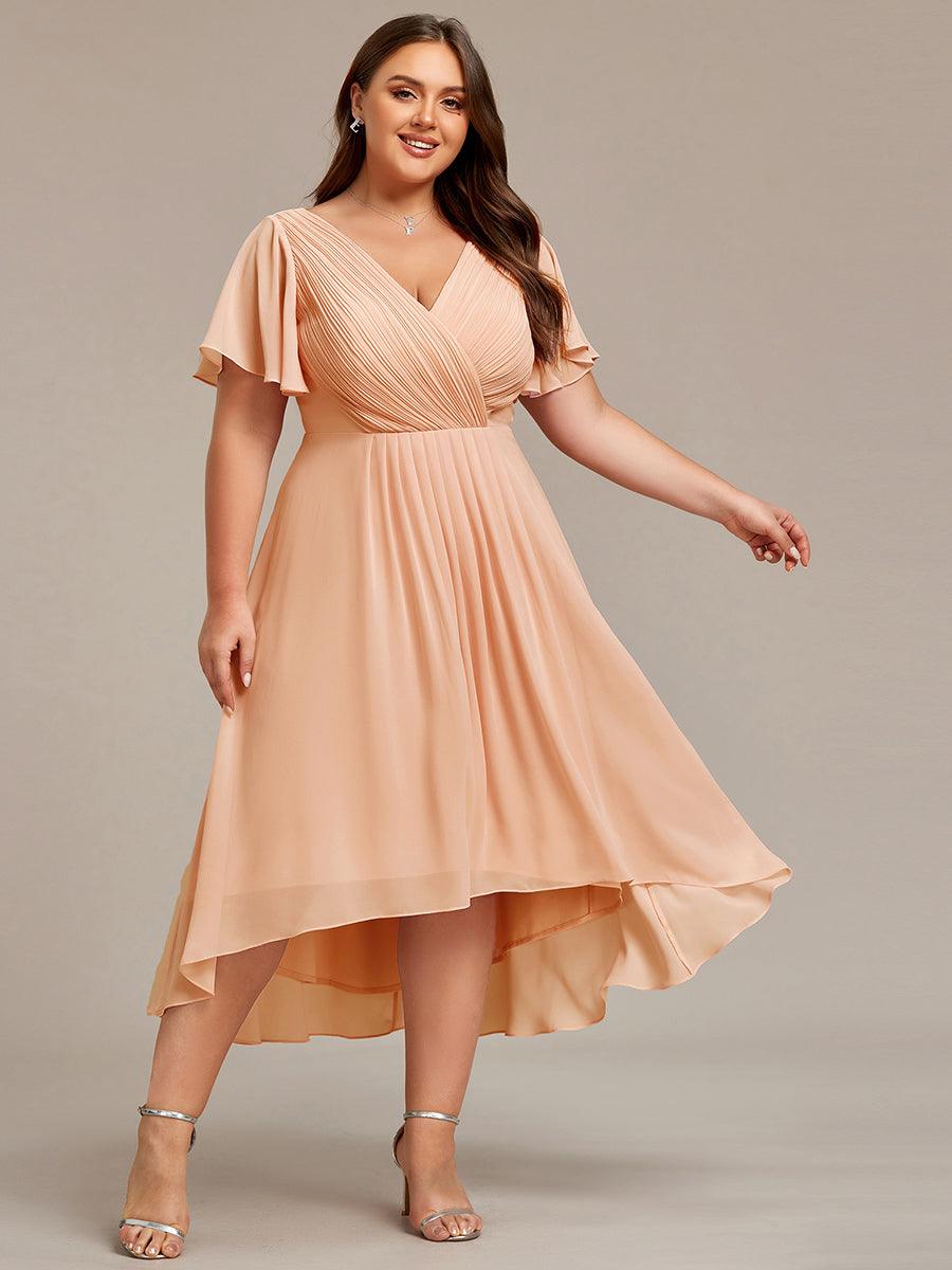 ever FAYE|Plus Size Pleated Midi Ruffles Sleeve Chiffon Bridesmaid Dress