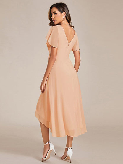 ever FAYE|Plus Size Pleated Midi Ruffles Sleeve Chiffon Bridesmaid Dress