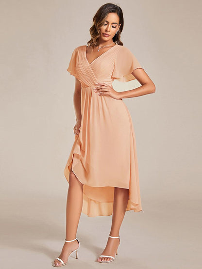 ever FAYE|Plus Size Pleated Midi Ruffles Sleeve Chiffon Bridesmaid Dress