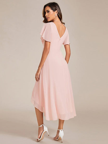 ever FAYE|Plus Size V-Neck Pleated Chiffon Midi Wedding Guest Dress