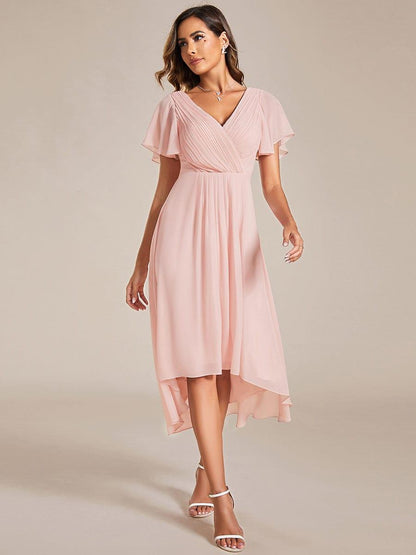 ever FAYE|Plus Size Pleated Midi Ruffles Sleeve Chiffon Bridesmaid Dress