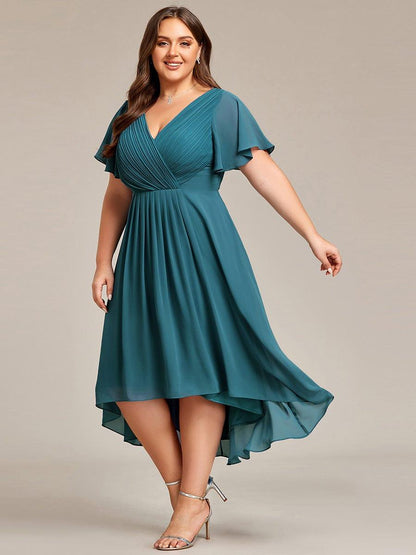 ever FAYE|Plus Size Pleated Midi Ruffles Sleeve Chiffon Bridesmaid Dress