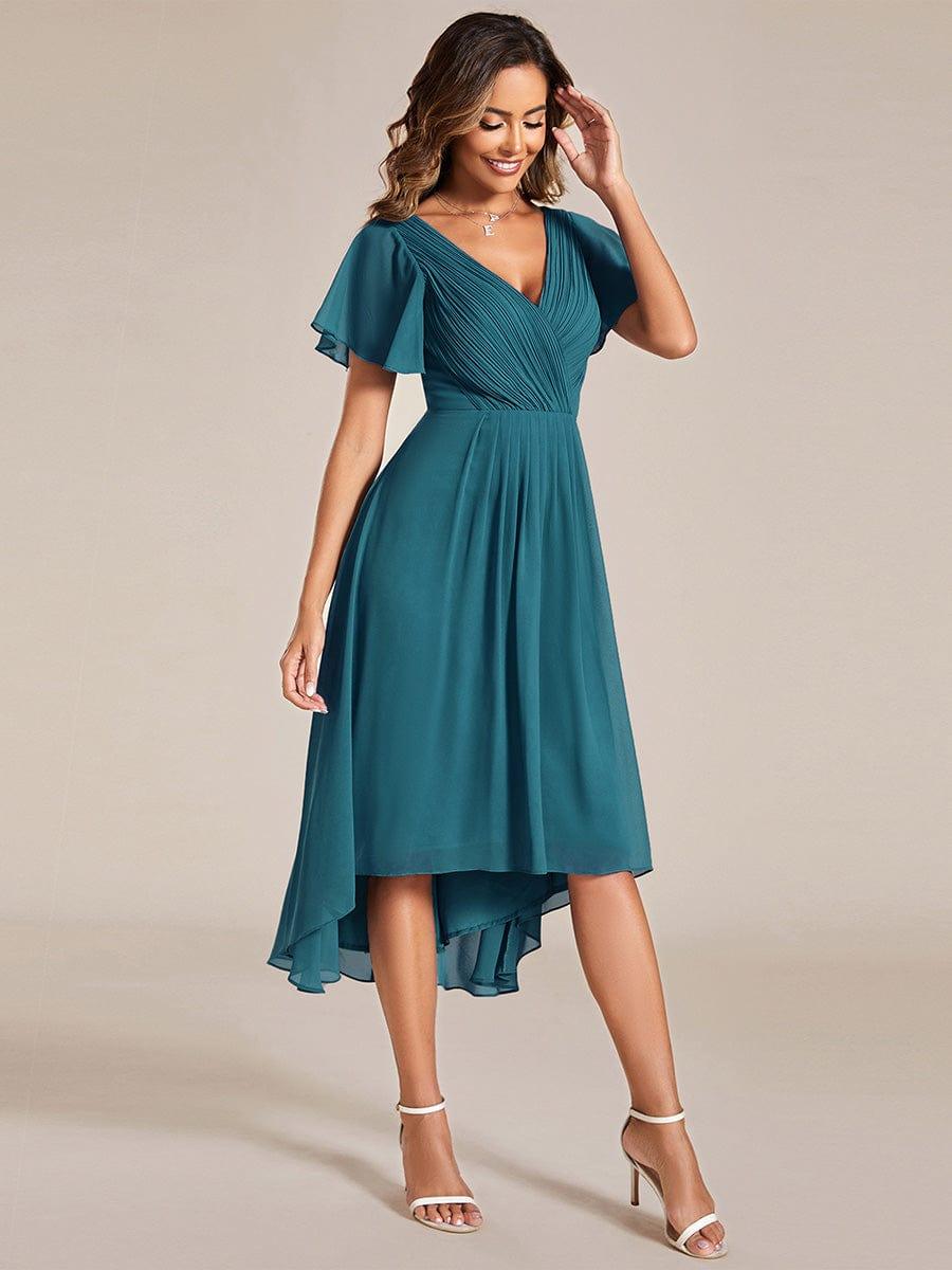 ever FAYE|Plus Size Pleated Midi Ruffles Sleeve Chiffon Bridesmaid Dress