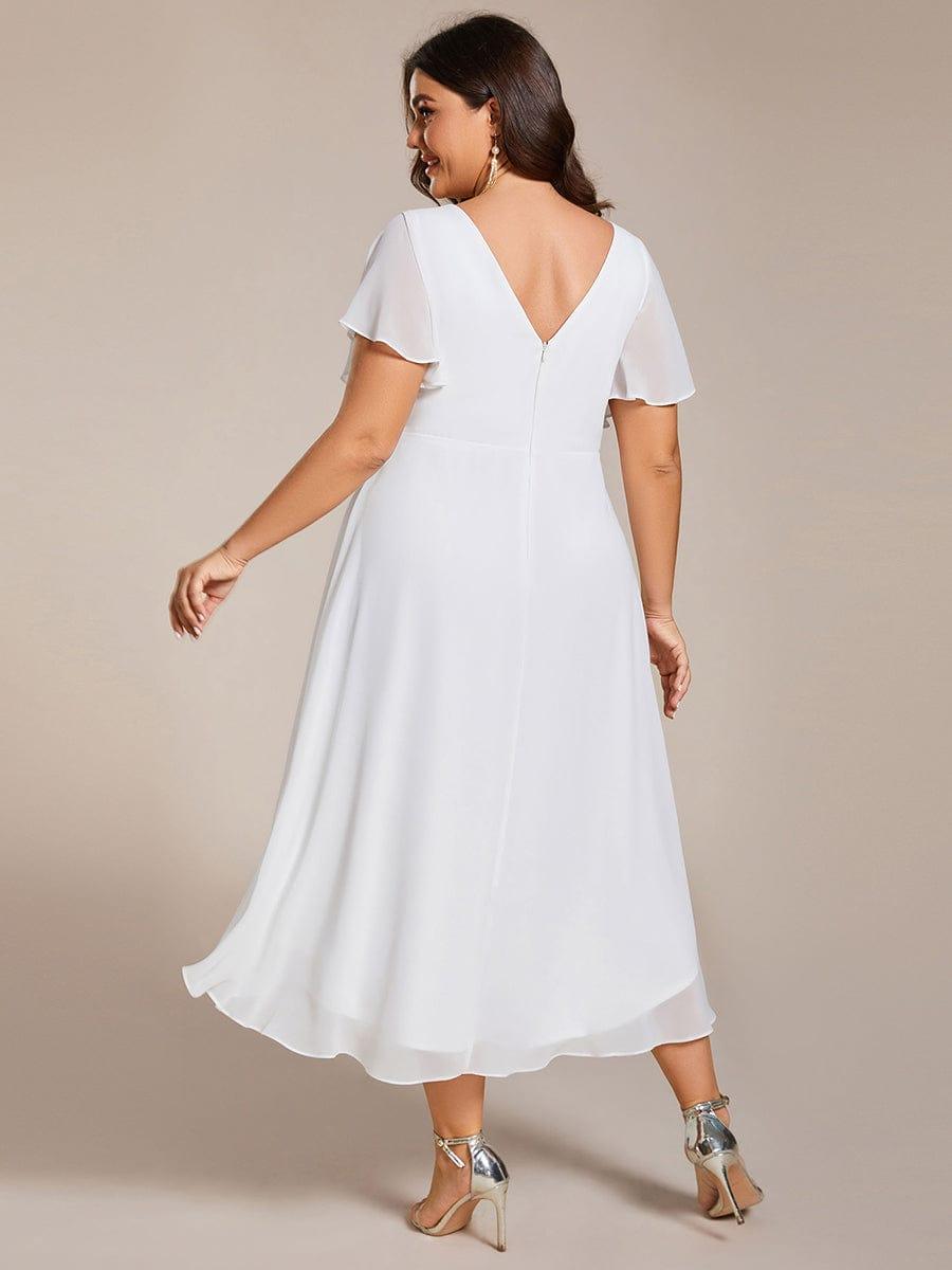 ever FAYE|Plus Size Pleated Midi Ruffles Sleeve Chiffon Bridesmaid Dress
