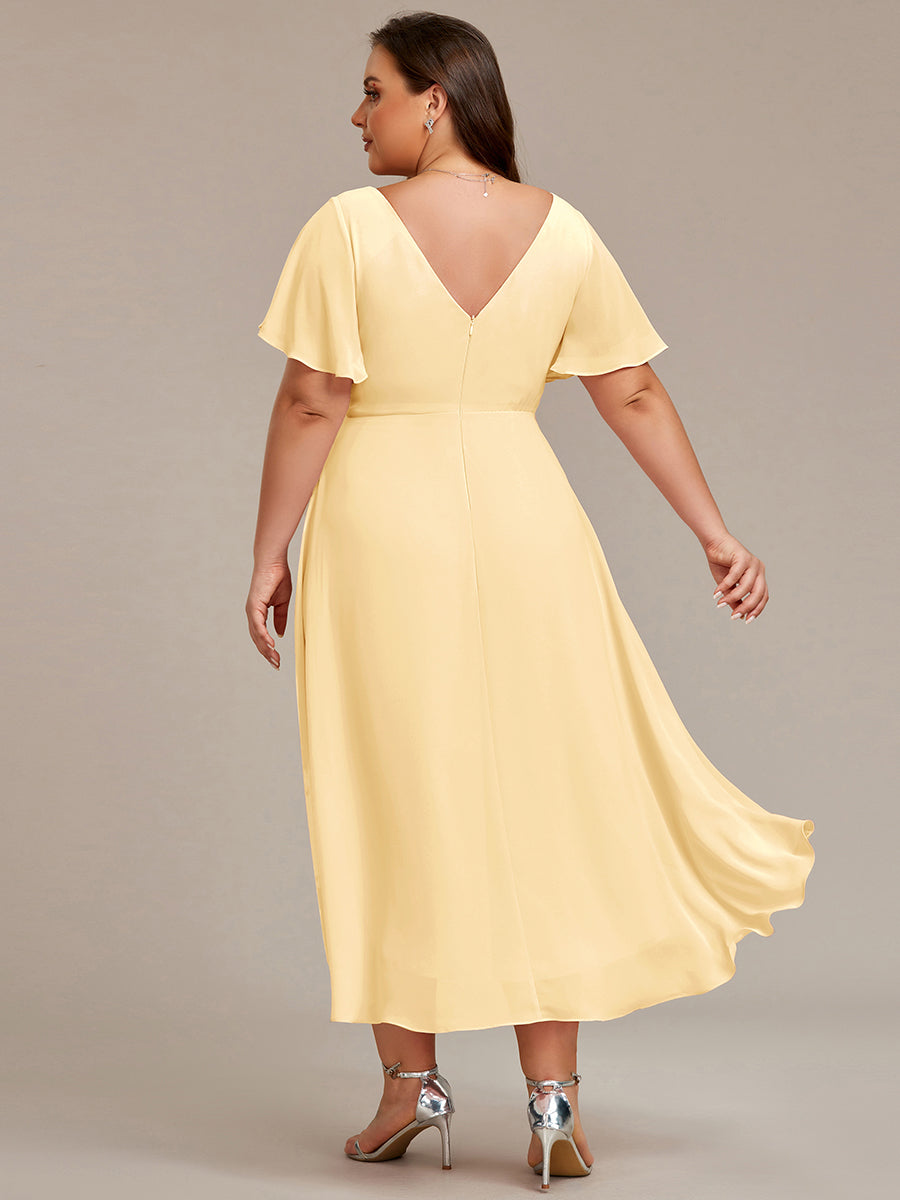 ever EDEN|Flowy Chiffon Round Neckline A-Line Knee Length Wedding Guest Dress