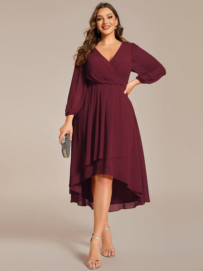 ever BRIAR|3/4 Sleeves Asymmetrical Hem A-Line Midi Bridesmaid Dress