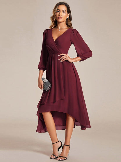 ever BRIAR|3/4 Sleeves Asymmetrical Hem A-Line Midi Bridesmaid Dress