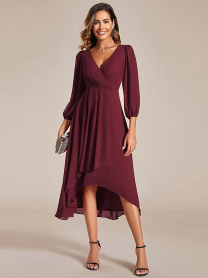 ever BRIAR|3/4 Sleeves Asymmetrical Hem A-Line Midi Bridesmaid Dress