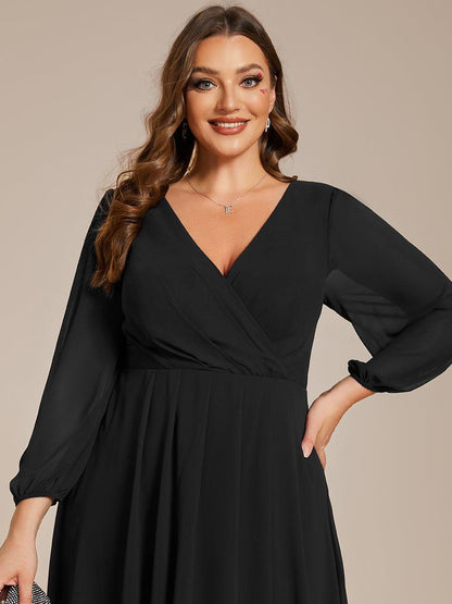 ever BRIAR|3/4 Sleeves Asymmetrical Hem A-Line Midi Bridesmaid Dress