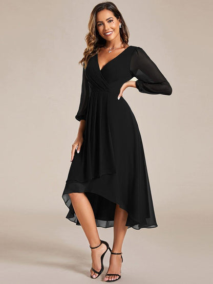 ever BRIAR|3/4 Sleeves Asymmetrical Hem A-Line Midi Bridesmaid Dress