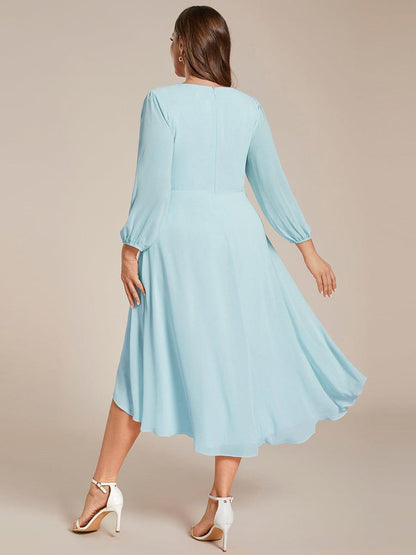 ever BRIAR|3/4 Sleeves Asymmetrical Hem A-Line Midi Bridesmaid Dress