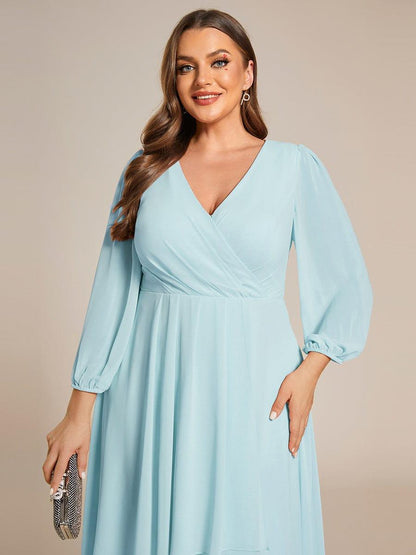 ever BRIAR|3/4 Sleeves Asymmetrical Hem A-Line Midi Bridesmaid Dress