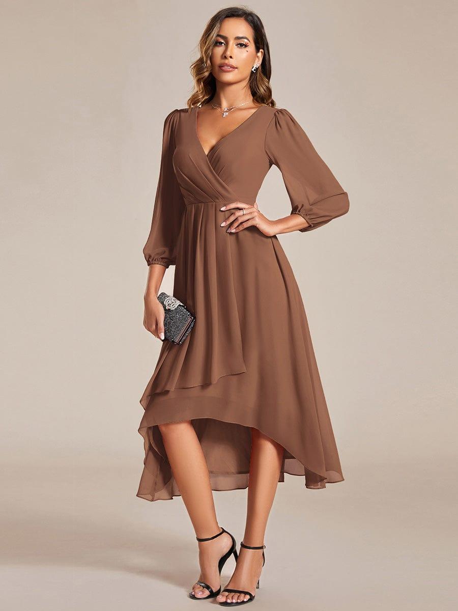 ever BRIAR|3/4 Sleeves Asymmetrical Hem A-Line Midi Bridesmaid Dress
