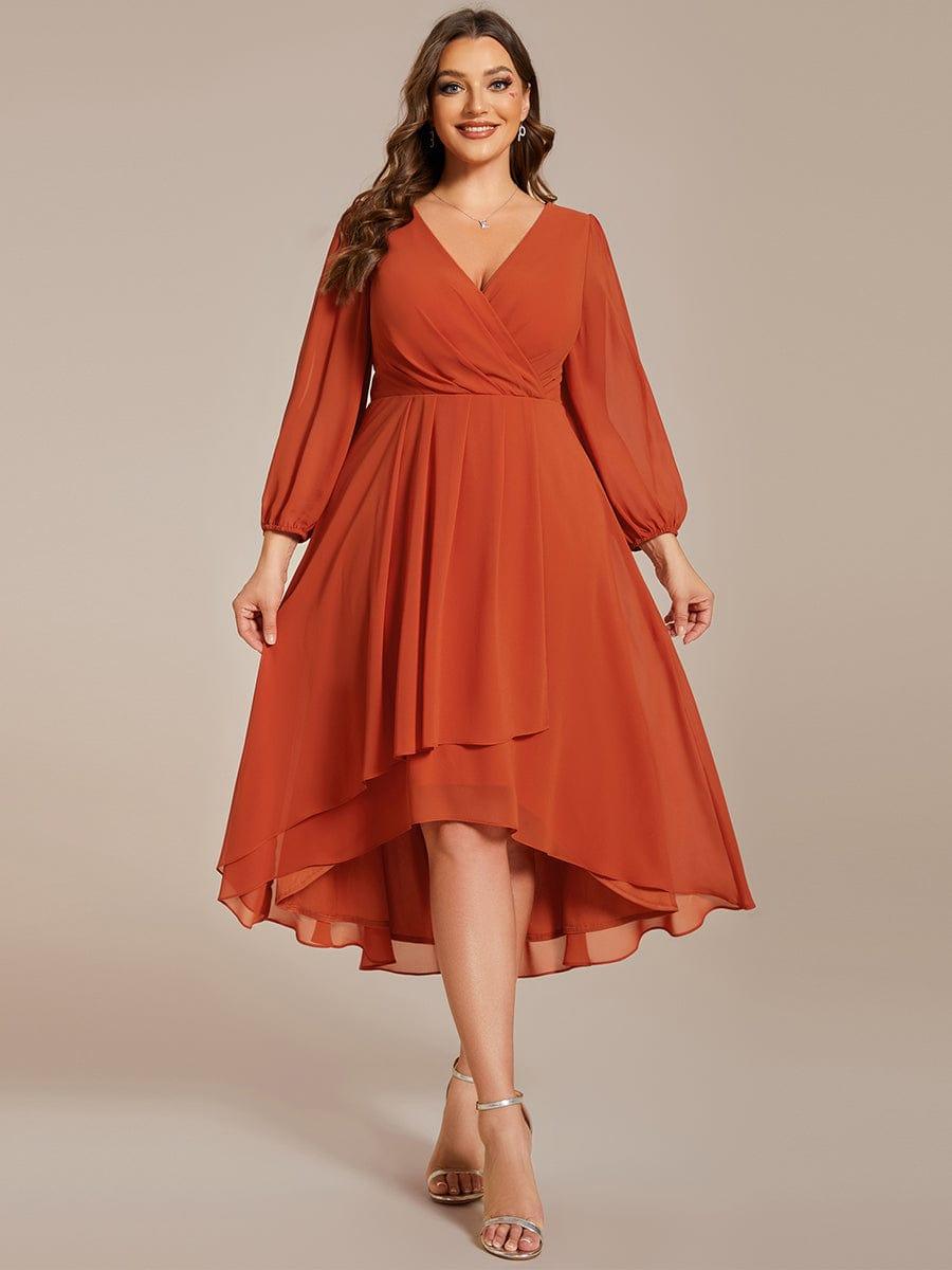 ever BRIAR|3/4 Sleeves Asymmetrical Hem A-Line Midi Bridesmaid Dress