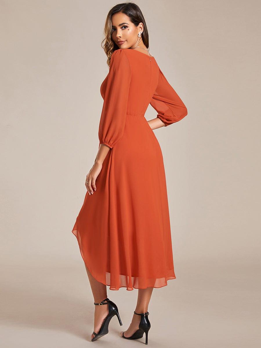 ever BRIAR|3/4 Sleeves Asymmetrical Hem A-Line Midi Bridesmaid Dress