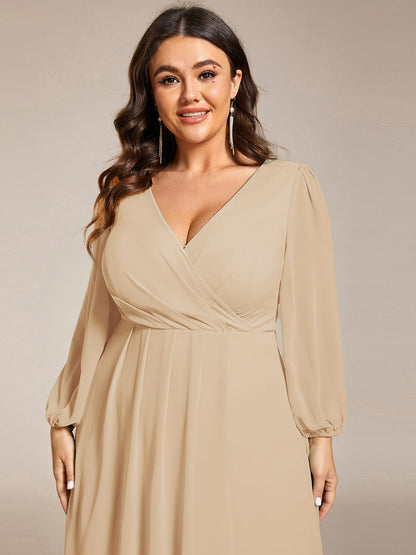 ever BRIAR|See-Through 3/4 Sleeves V-Neck A-Line Chiffon Wedding Guest Dress