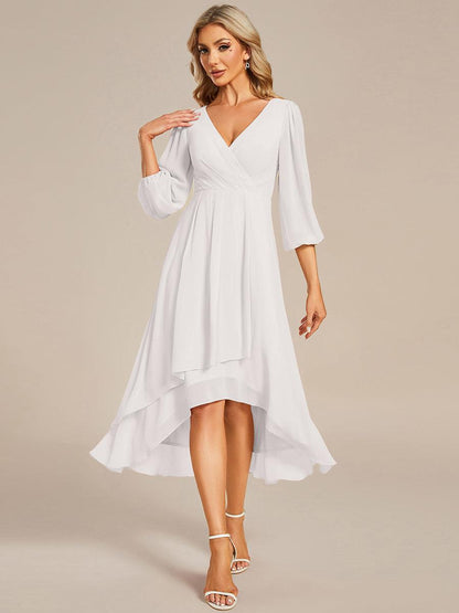 ever BRIAR|See-Through 3/4 Sleeves V-Neck A-Line Chiffon Wedding Guest Dress