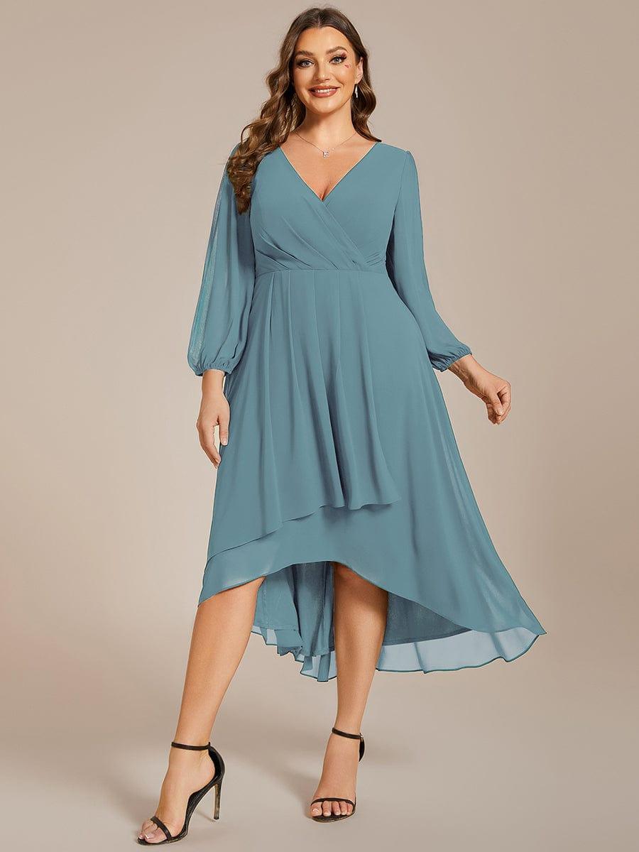 ever BRIAR|3/4 Sleeves Asymmetrical Hem A-Line Midi Bridesmaid Dress